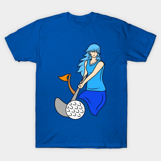 Golf player woman T-Shirt by Andrew Hau